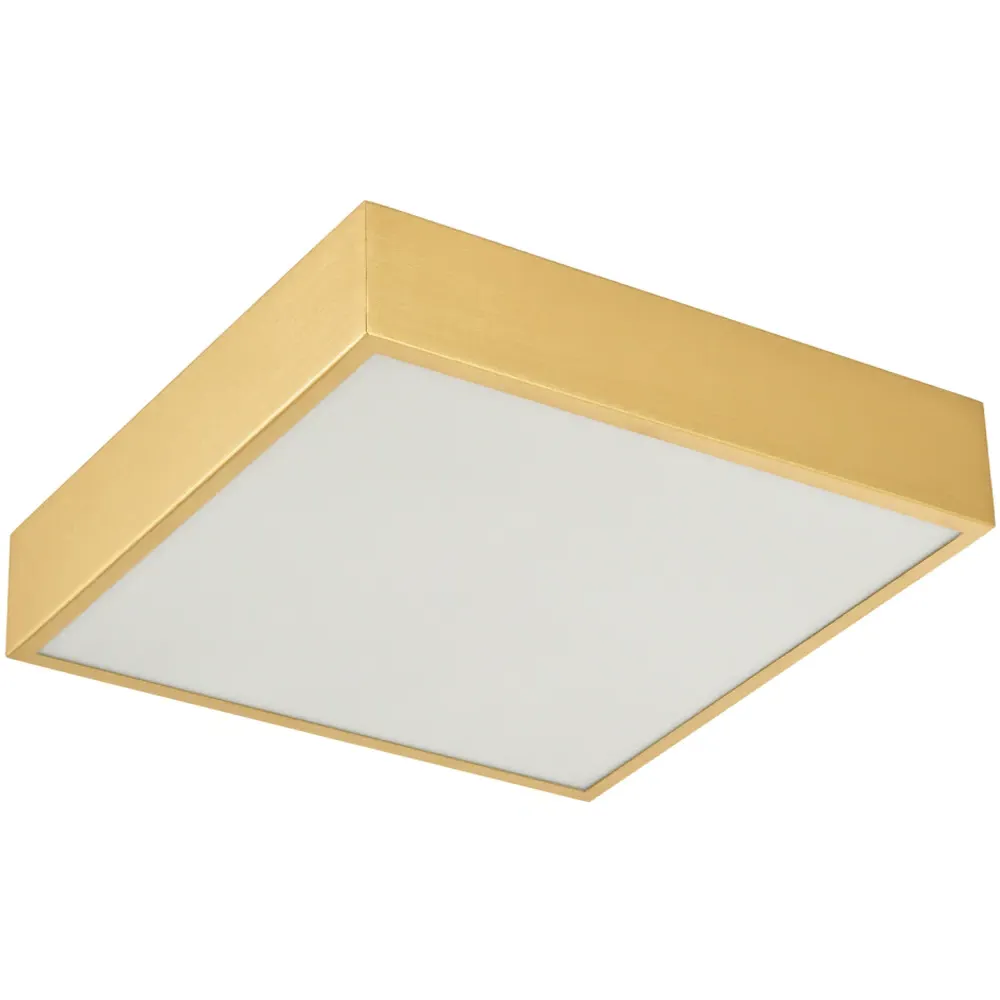 Square LED Flush Ceiling Light - Brushed Gold, Metal