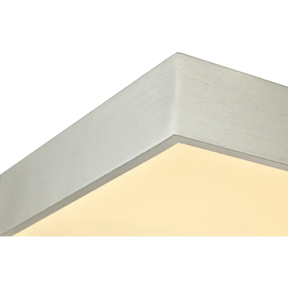 Square LED Flush Ceiling Light - Brushed Silver, Metal