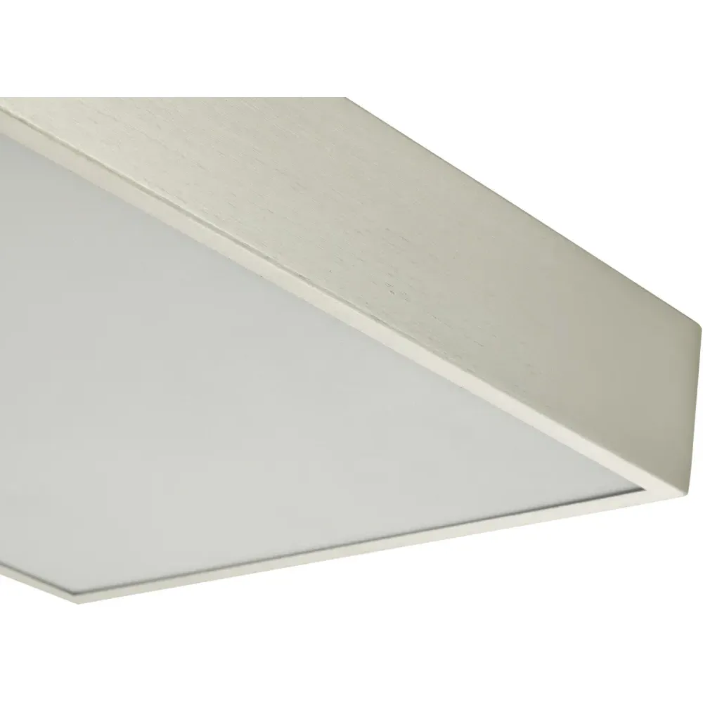 Square LED Flush Ceiling Light - Brushed Silver, Metal