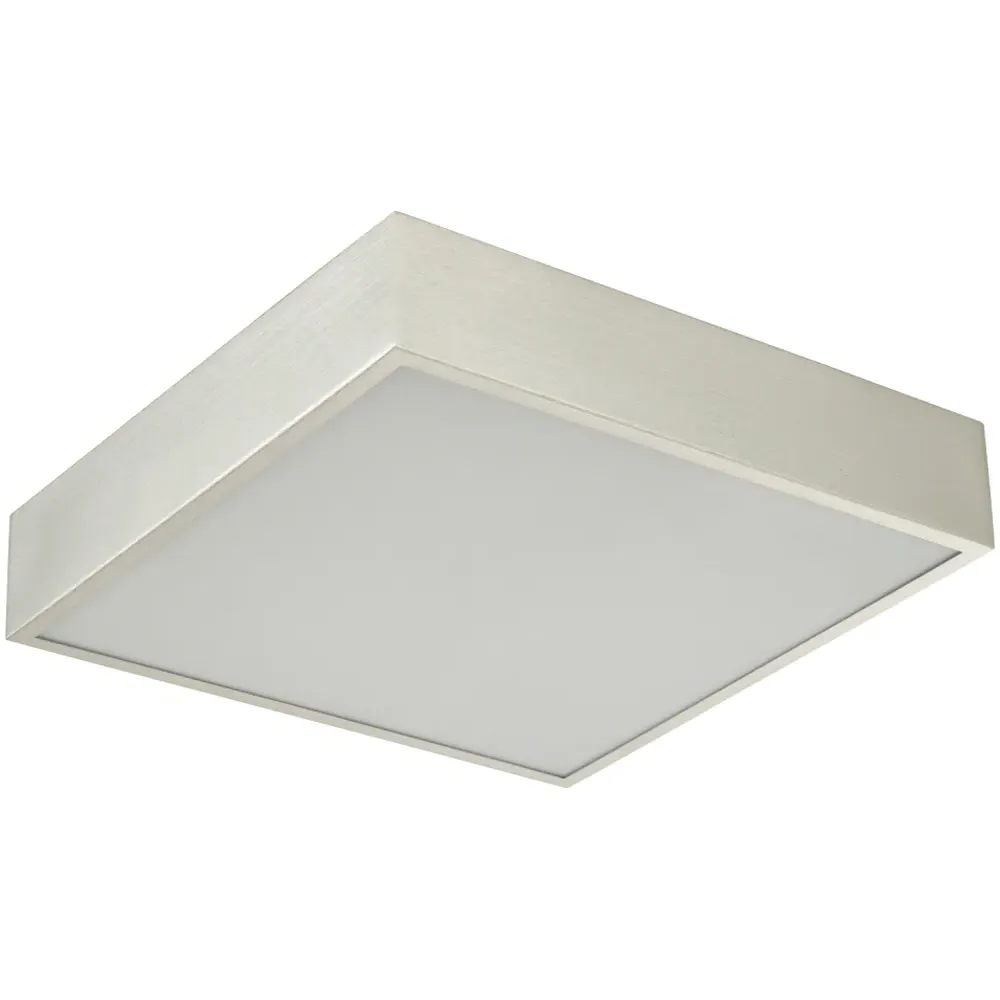 Square LED Flush Ceiling Light - Brushed Silver, Metal