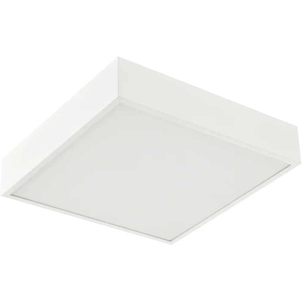 Square LED Flush Ceiling Light - Matte White, Metal image