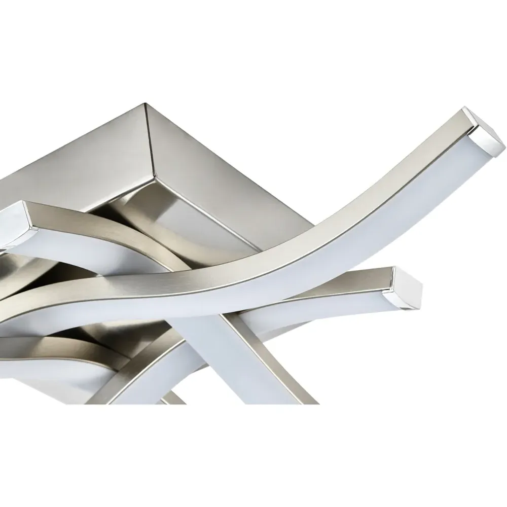 Square Satin Nickel Semi Flush LED Ceiling Light - Silver