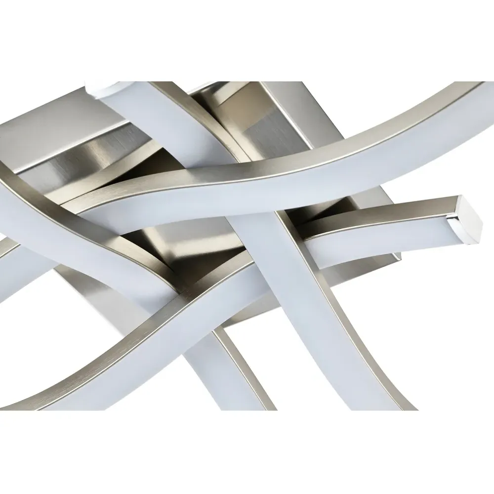 Square Satin Nickel Semi Flush LED Ceiling Light - Silver