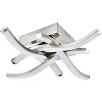 Square Satin Nickel Semi Flush LED Ceiling Light - Silver