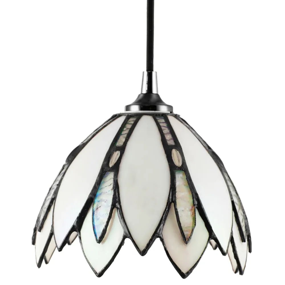 Tiffany Floral Pendant Lamp Shade - White, Glass