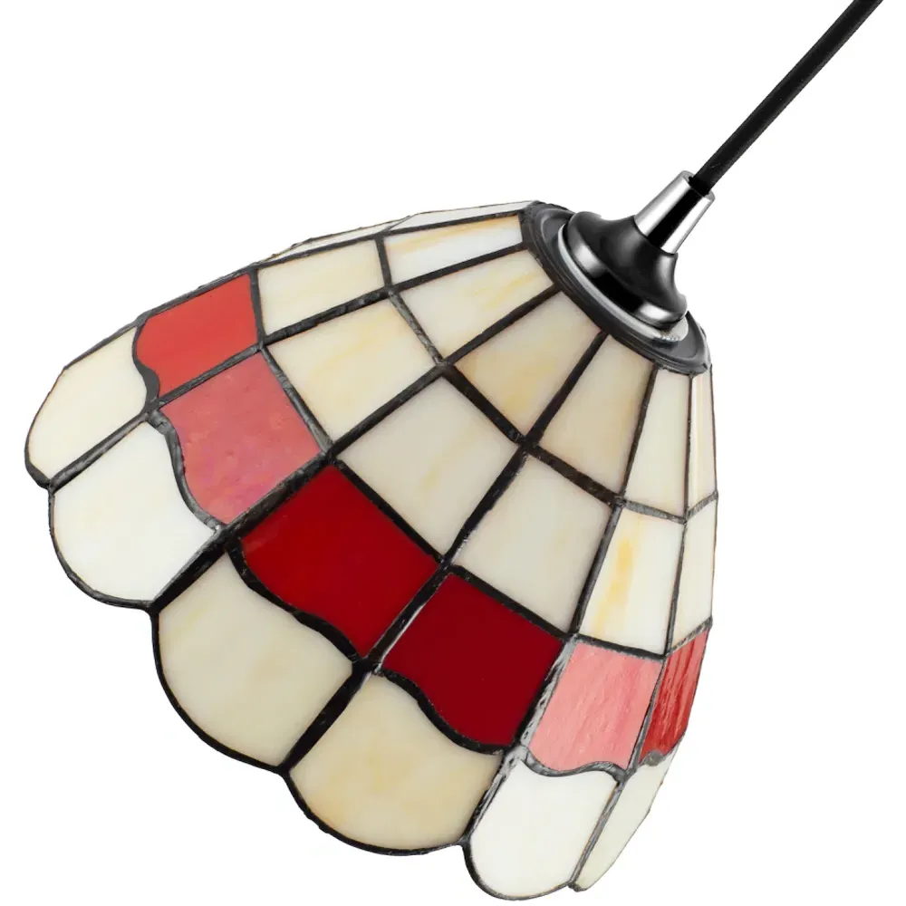 Tiffany Round Pendant Lighting Shade - Red, Stained Glass