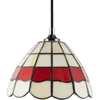 Tiffany Round Pendant Lighting Shade - Red, Stained Glass