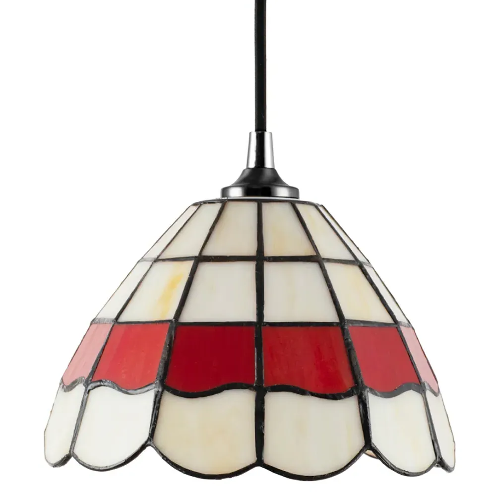Tiffany Round Pendant Lighting Shade - Red, Stained Glass image