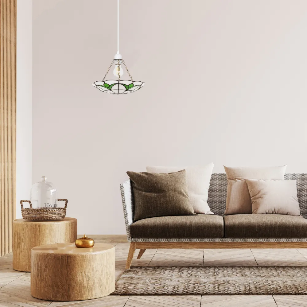 Tiffany Stained Glass Pendant Shade - Green, Glass