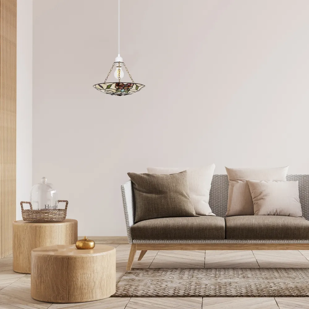 Tiffany Stained Glass Pendant Shade - Multi, Glass