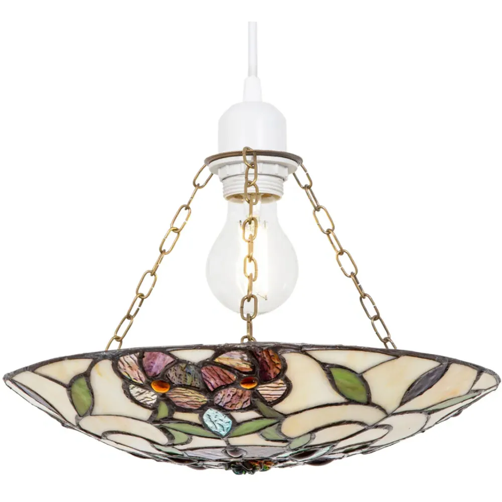 Tiffany Stained Glass Pendant Shade - Multi, Glass