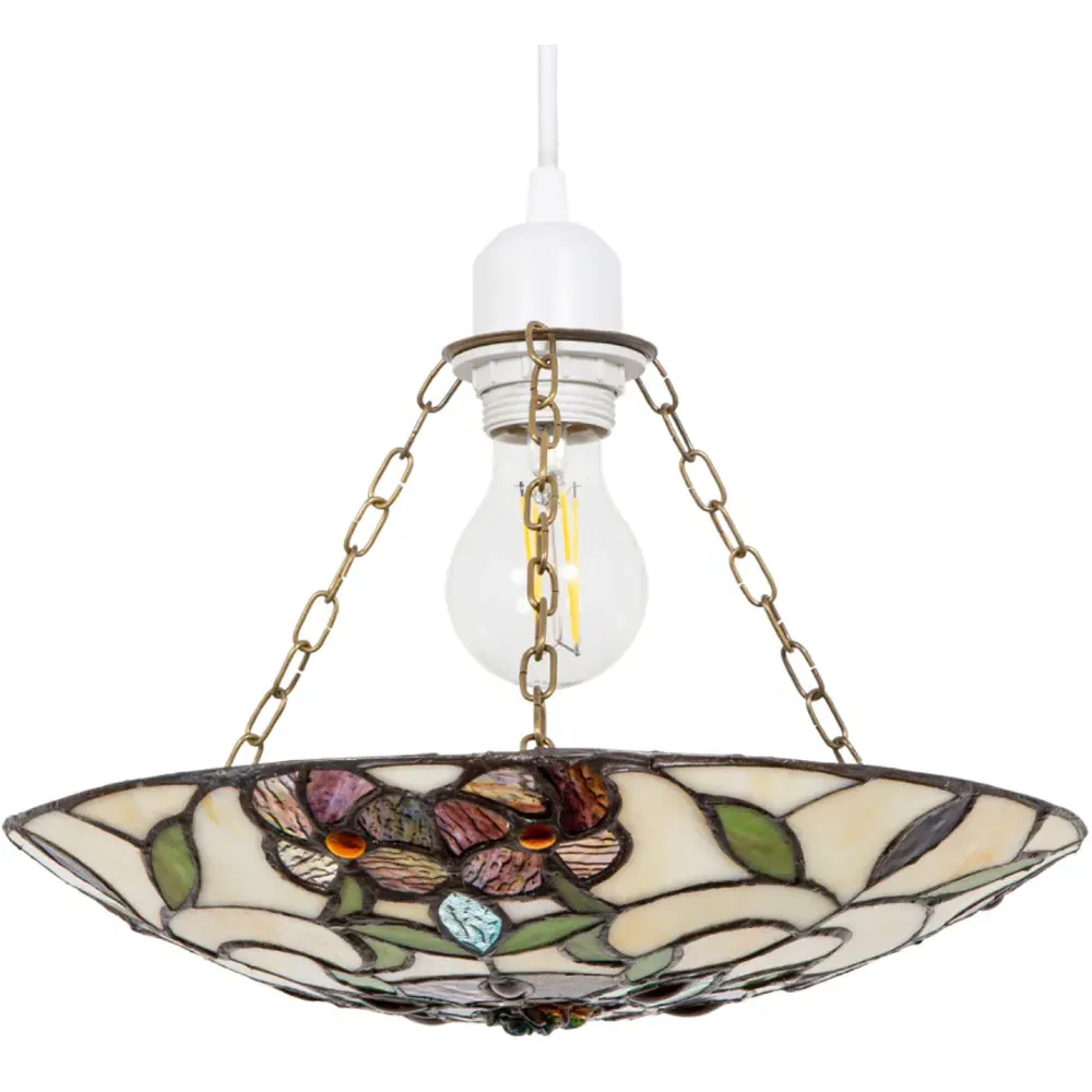 Tiffany Stained Glass Pendant Shade - Multi, Glass