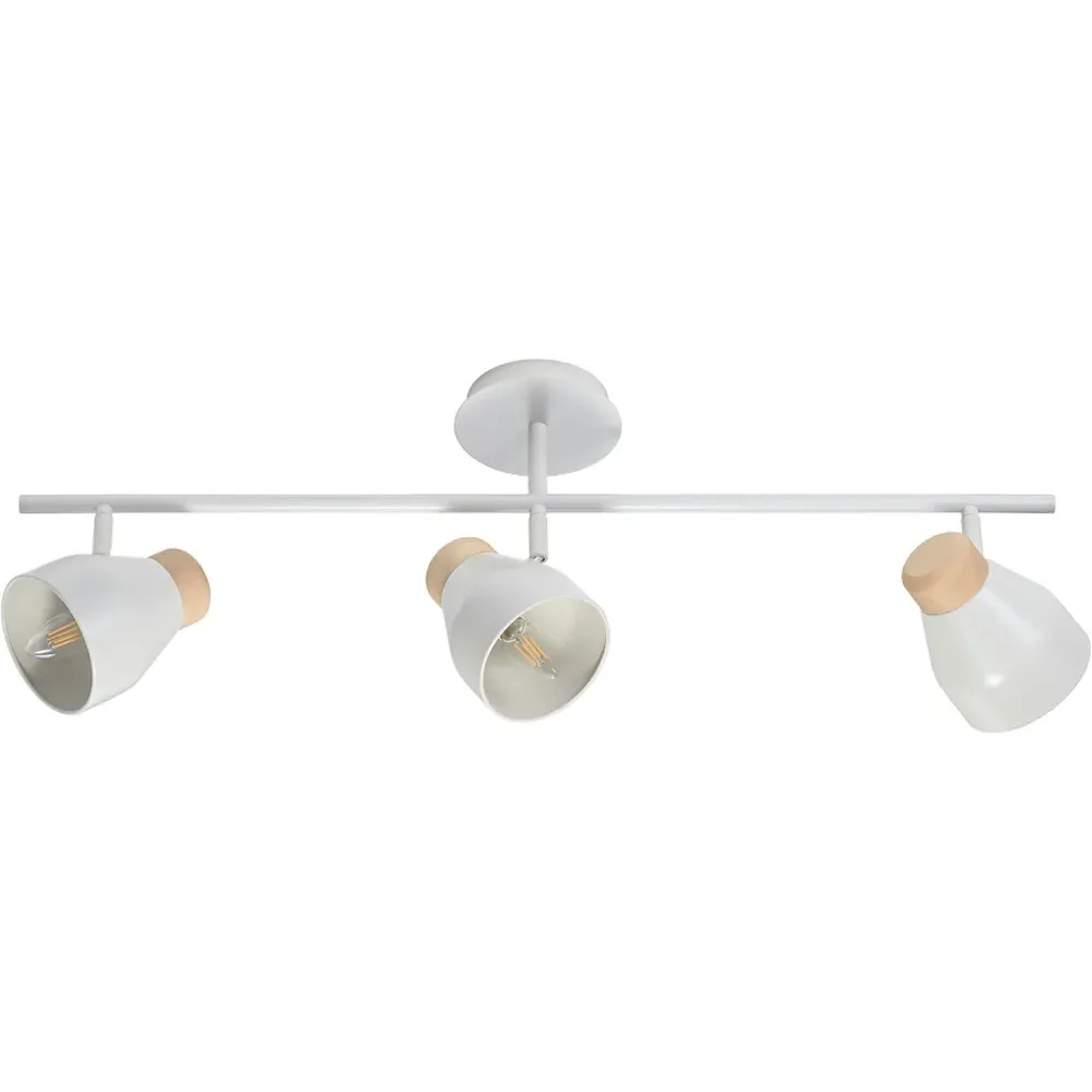 Triple Bar Spot Ceiling Light - Dove Grey, Rubber Wood