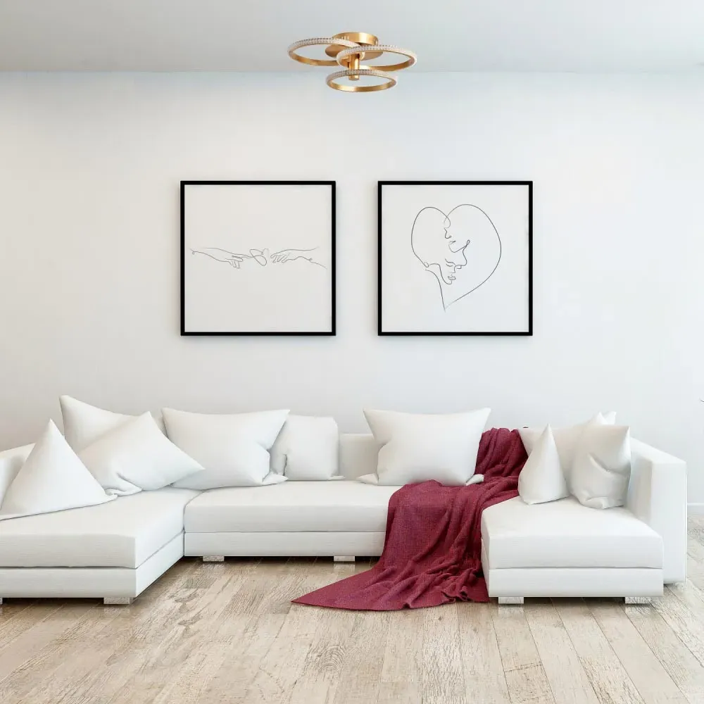 Triple Ring LED Ceiling Light with Crystal Effect - Gold