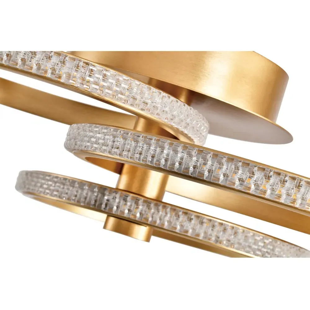 Triple Ring LED Ceiling Light with Crystal Effect - Gold