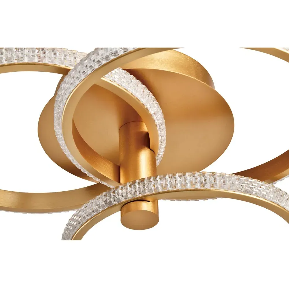 Triple Ring LED Ceiling Light with Crystal Effect - Gold