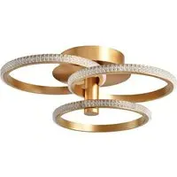 Triple Ring LED Ceiling Light with Crystal Effect - Gold