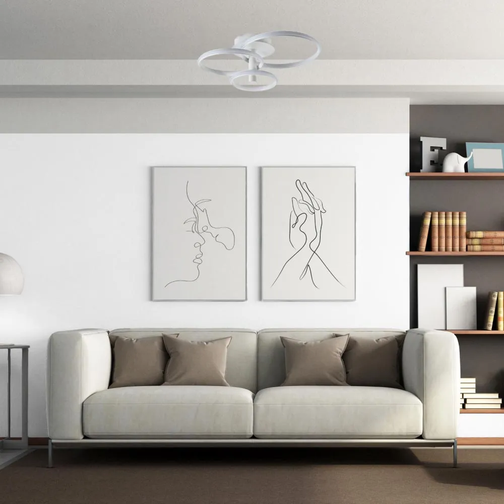 Triple Ring Matt White LED Ceiling Light - White