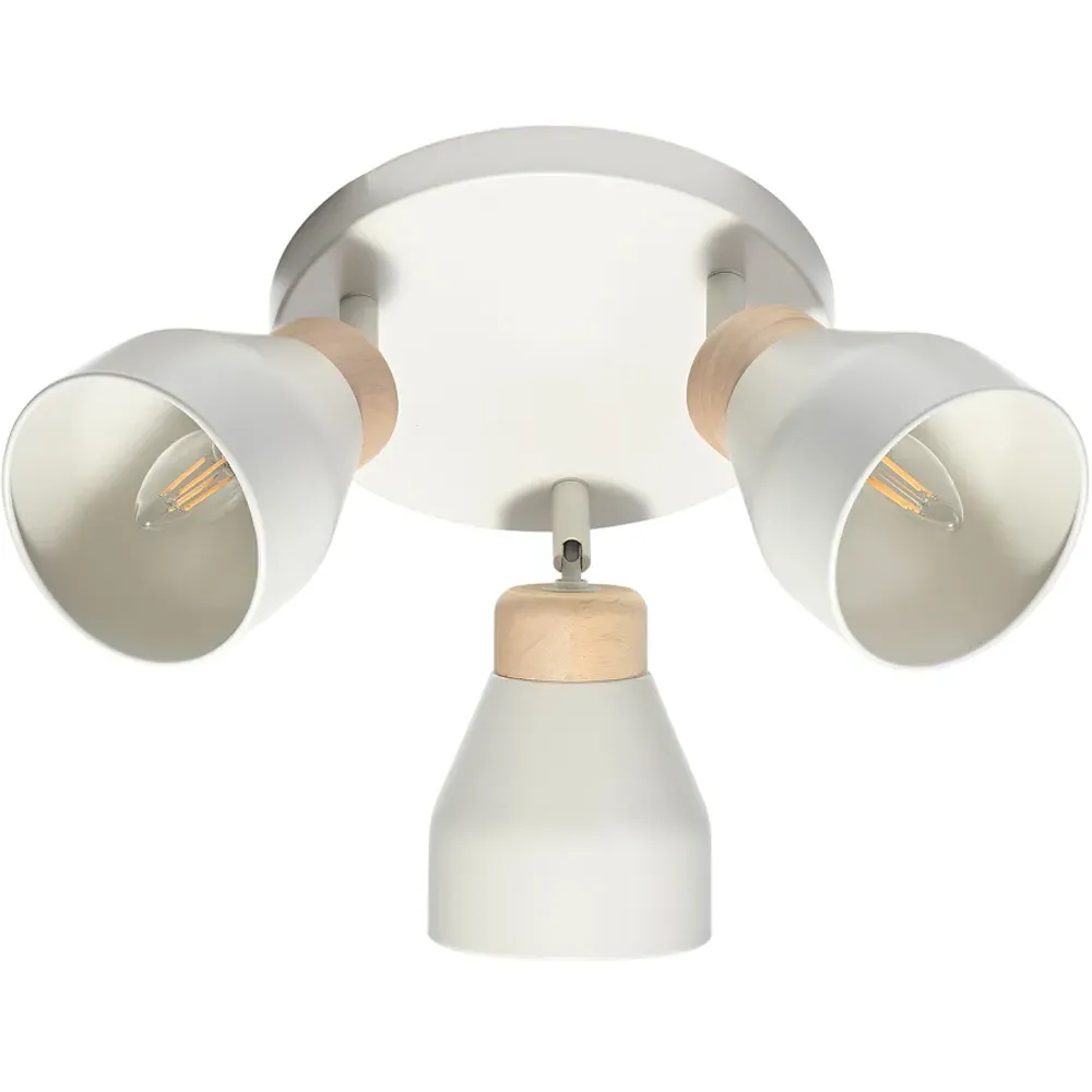 Triple Spot Ceiling Light - Dove Grey, Rubber Wood