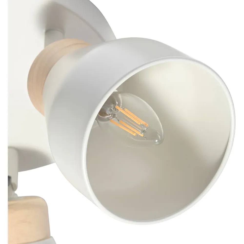 Triple Spot Ceiling Light - Dove Grey, Rubber Wood