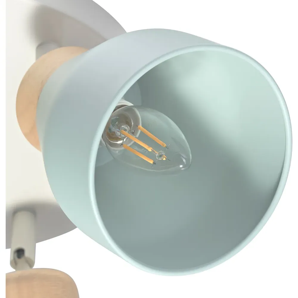 Triple Spot Ceiling Light with Wooden Trims - Multi