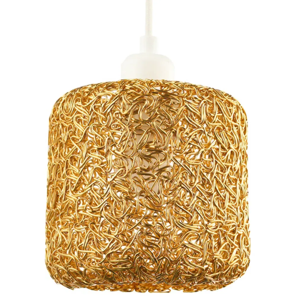 Twisted Wire Mesh Pendant Shade - Gold, Metal image