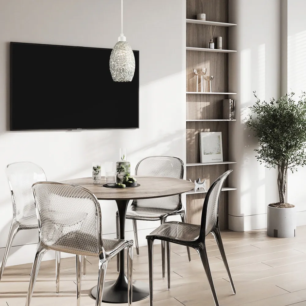 Twisted Wire Mesh Pendant Shade - Silver