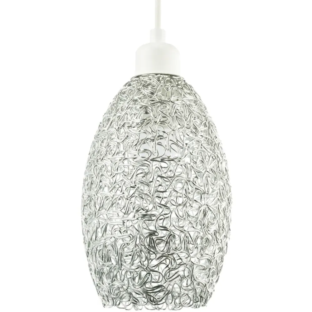 Twisted Wire Mesh Pendant Shade - Silver image