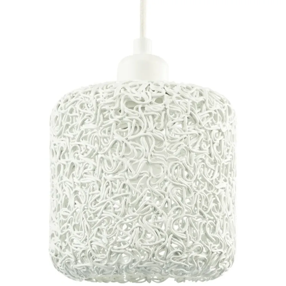 Twisted Wire Mesh Pendant Shade - White, Metal