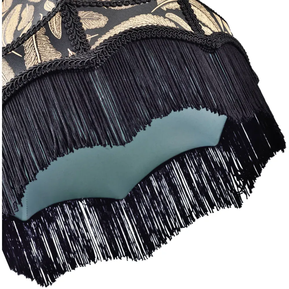 Victorian Empire Pendant Shade with Tassels - Black, Fabric