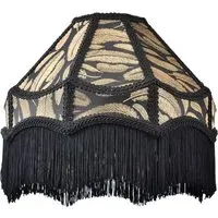 Victorian Empire Pendant Shade with Tassels - Black, Fabric