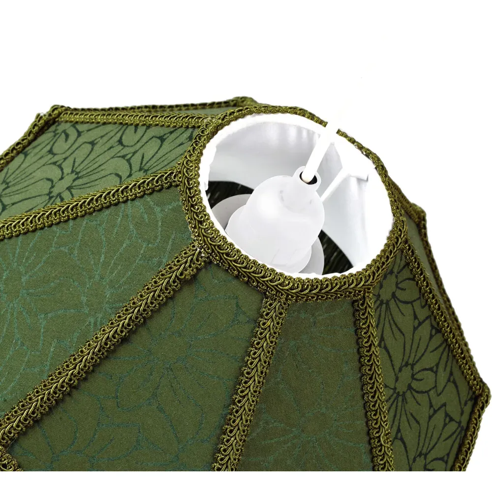 Victorian Empire Pendant Shade with Tassels - Green, Fabric