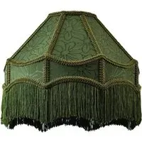 Victorian Empire Pendant Shade with Tassels - Green, Fabric
