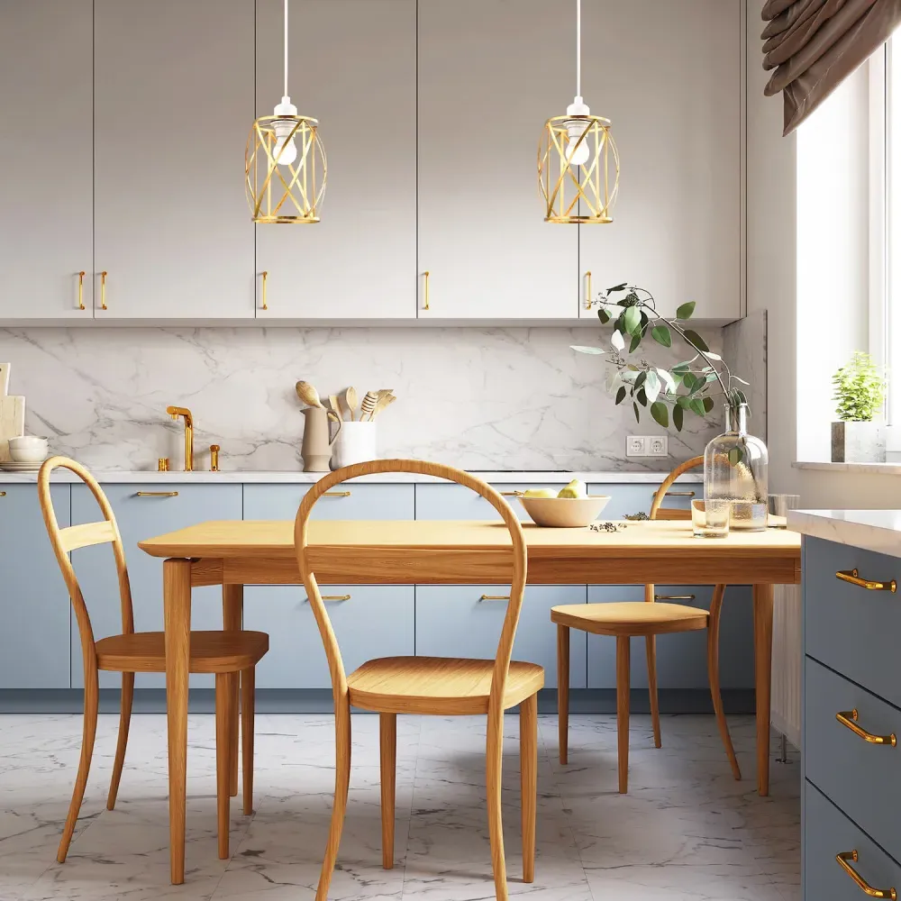 Vintage Lantern Cage Pendant Shade - Gold, Metal