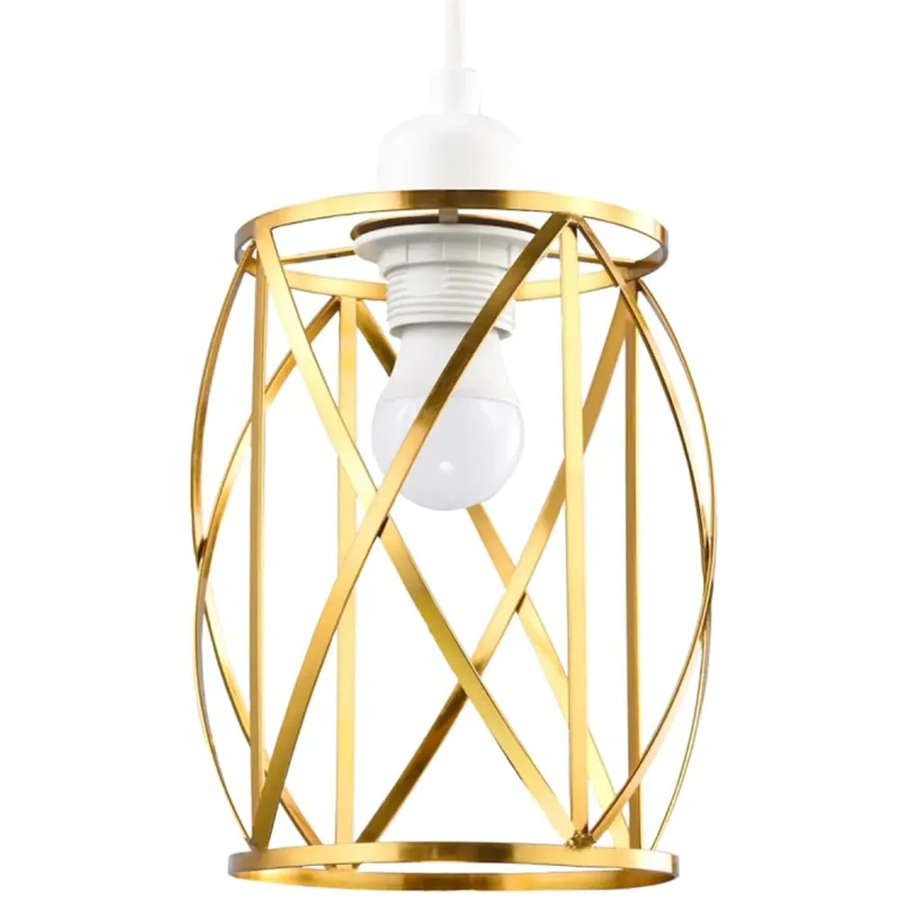 Vintage Lantern Cage Pendant Shade - Gold, Metal image
