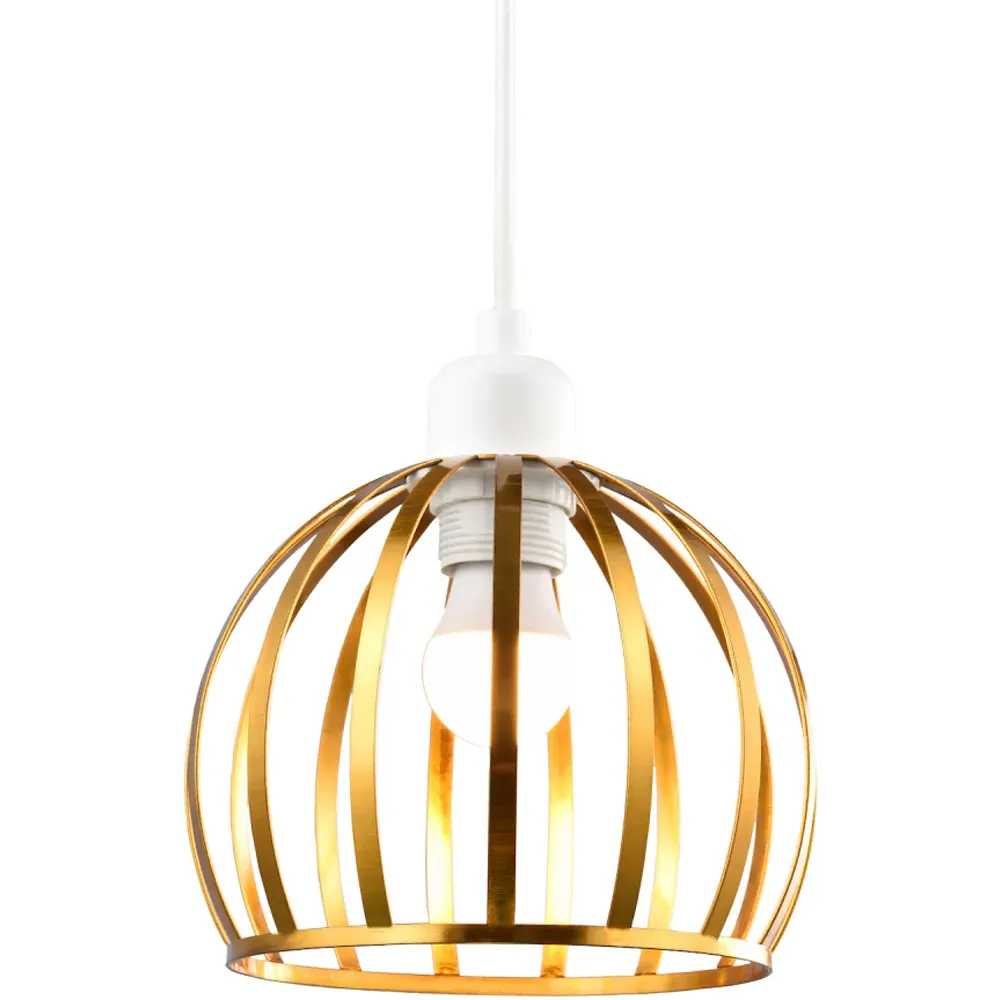 Vintage Round Cage Pendant Shade - Gold, Metal
