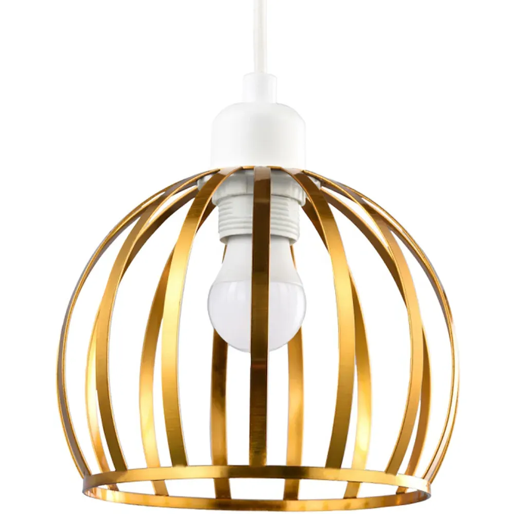 Vintage Round Cage Pendant Shade - Gold, Metal