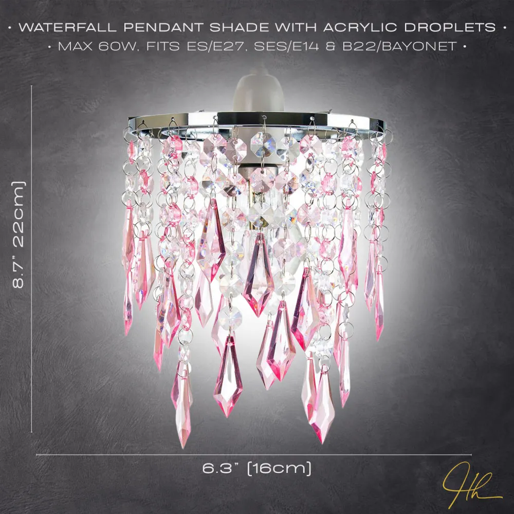 Waterfall Pendant Shade - Pink, Acrylic