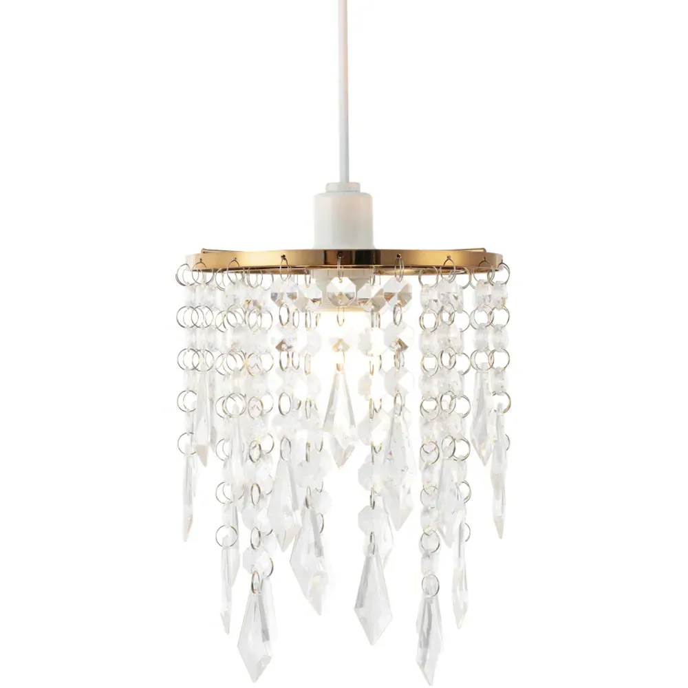 Waterfall Pendant Shade with Acrylic Beads - Gold