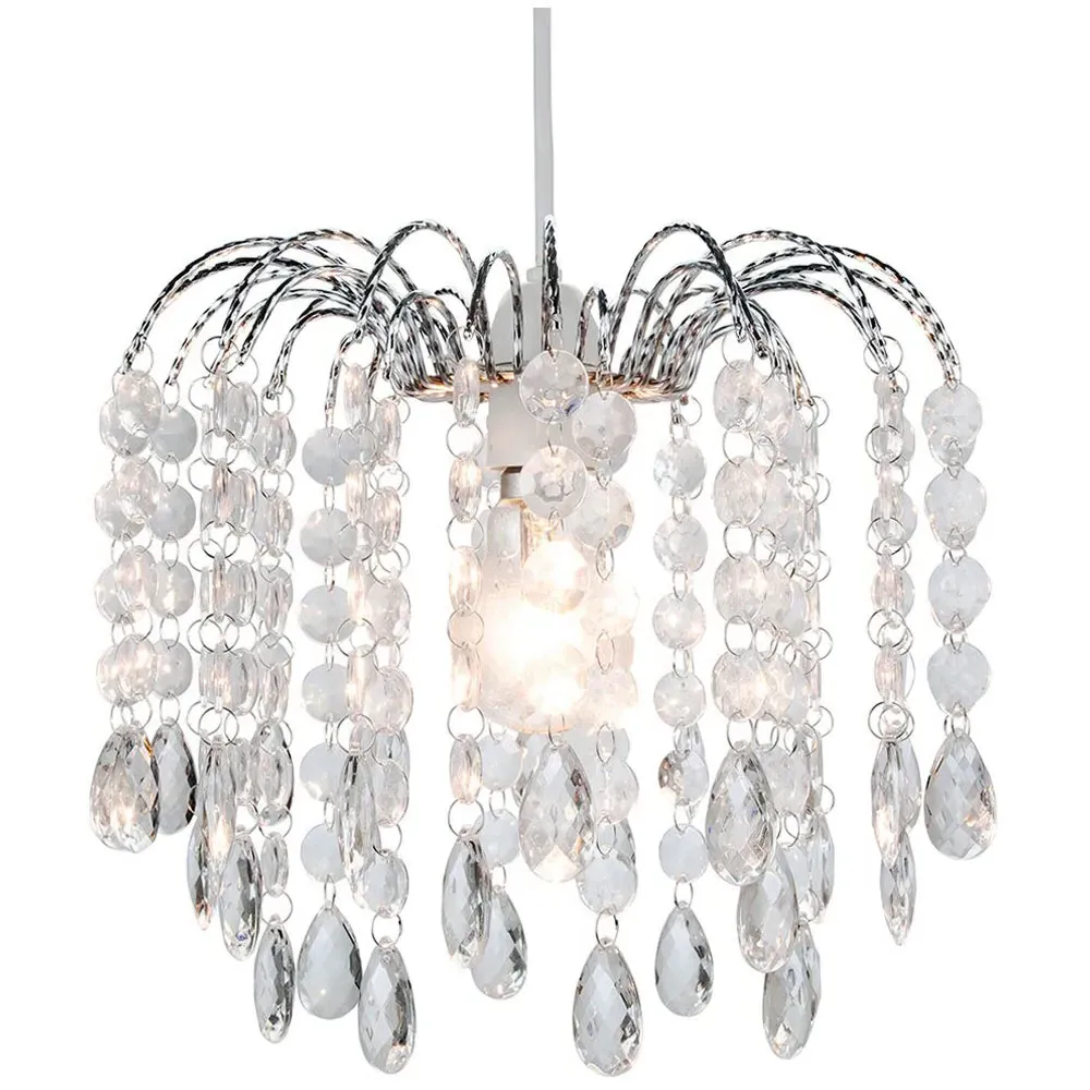 Waterfall Pendant Shade with Droplets and Beads - Clear, Acrylic