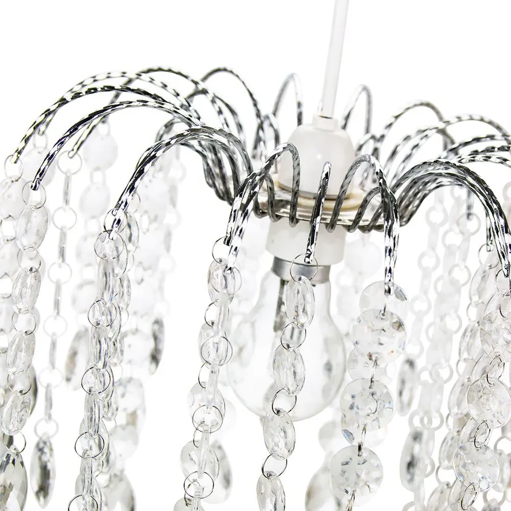 Waterfall Pendant Shade with Droplets and Beads - Clear, Acrylic