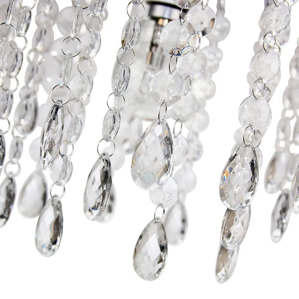 Waterfall Pendant Shade with Droplets and Beads - Clear, Acrylic