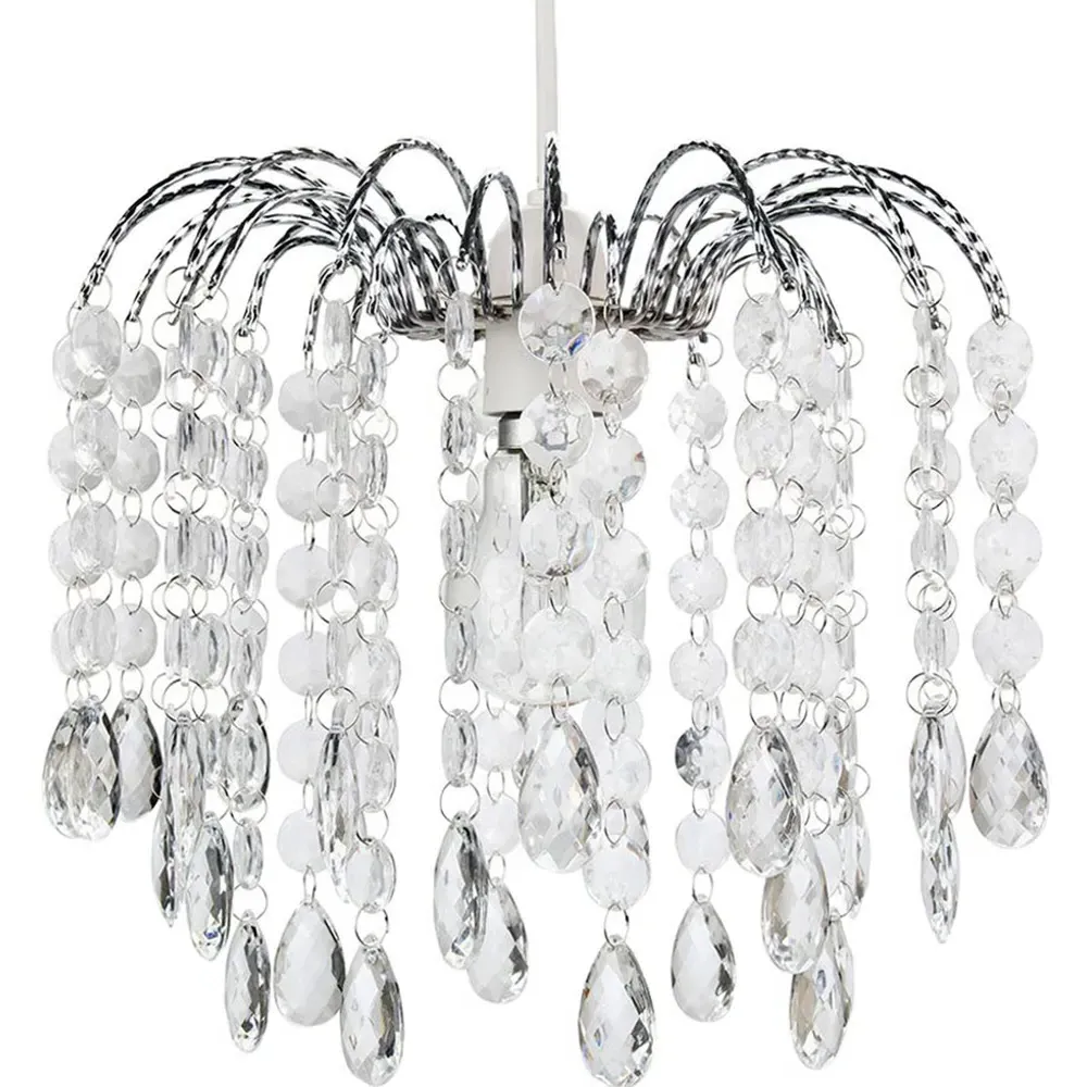 Waterfall Pendant Shade with Droplets and Beads - Clear, Acrylic image