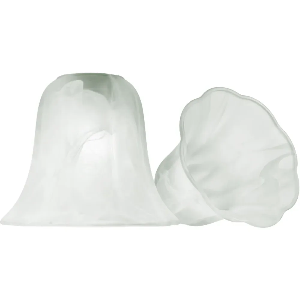 White Alabaster Glass Shade with Petal Rim 2 Pack - White