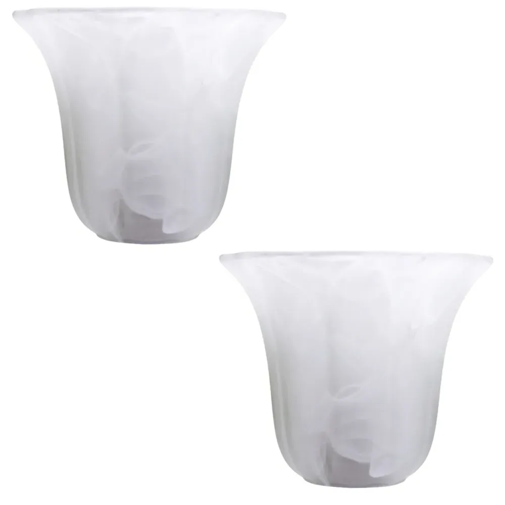 White Alabaster Glass Shade with Petal Rim 2 Pack - White