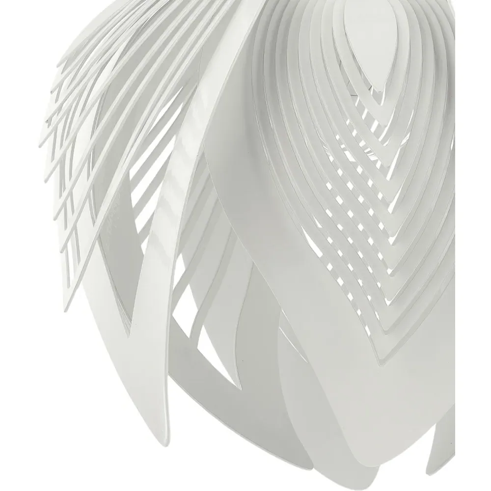 White Gloss Semi Flush Ceiling Light with Large Leaves