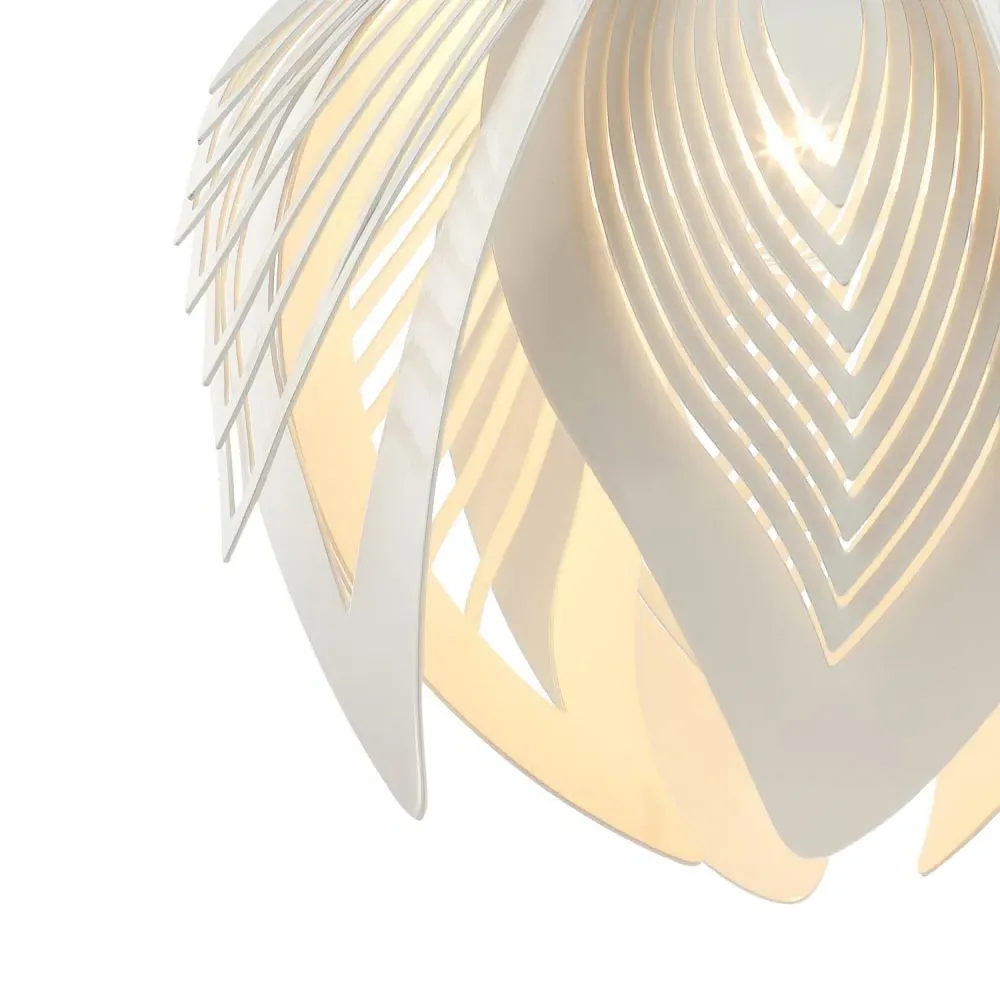 White Gloss Semi Flush Ceiling Light with Large Leaves