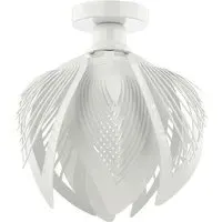 White Gloss Semi Flush Ceiling Light with Large Leaves