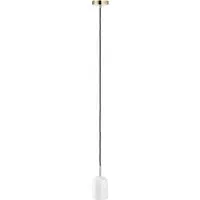 White Marble Pendant Lamp with Black Cable - White, Marble