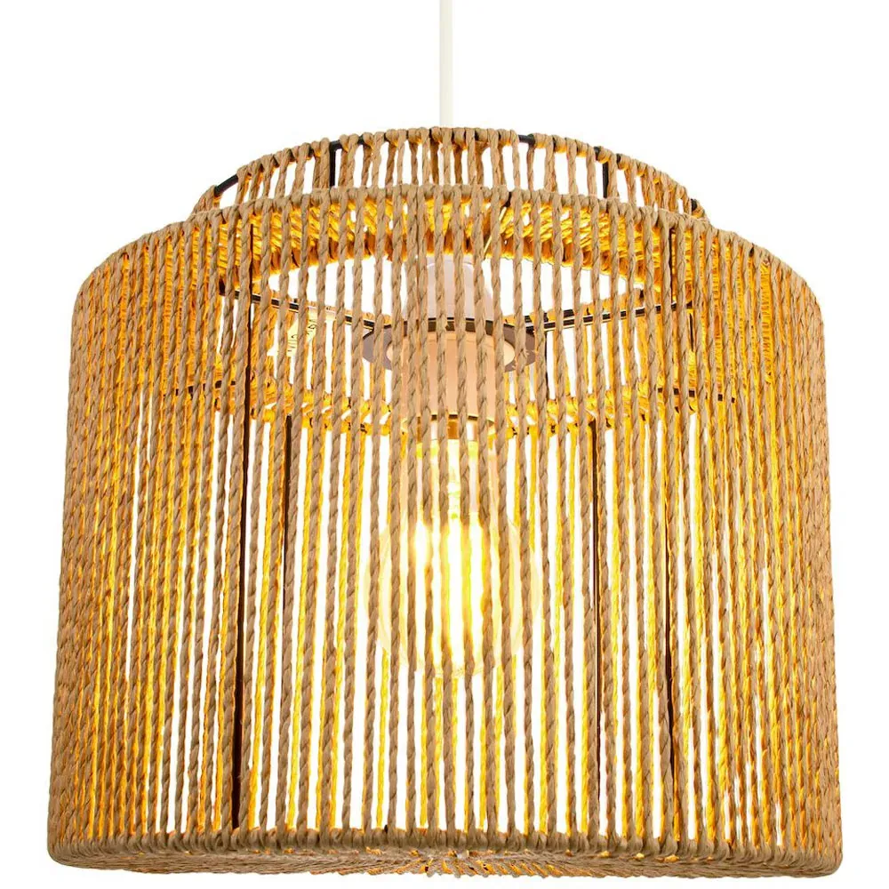Woven Rope Basket Pendant Shade - Brown